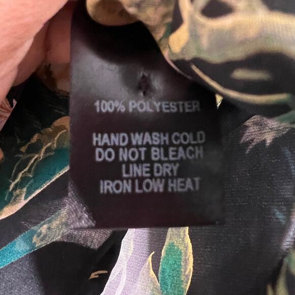 Lulus Darby‎ Floral Shirt Womens Small Dark Charcoal Satin Long Sleeve Going Out - Picture 10 of 11